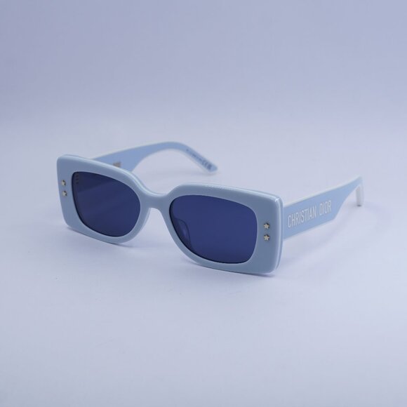 Dior DIORPACIFIC S1U 80B0 Sunglasses Shiny Blue/White Rectangle Frame, Blue Lens main image 4
